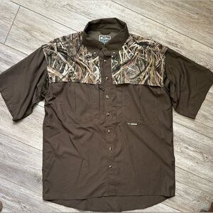 Drake Waterfowl Short Sleeve Camo Vented Two Tone Wingshooters Shirt Small